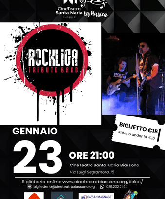 Locandina del concerto tributo a Ligabue con la band RockLiga al Cineteatro Santa Maria.